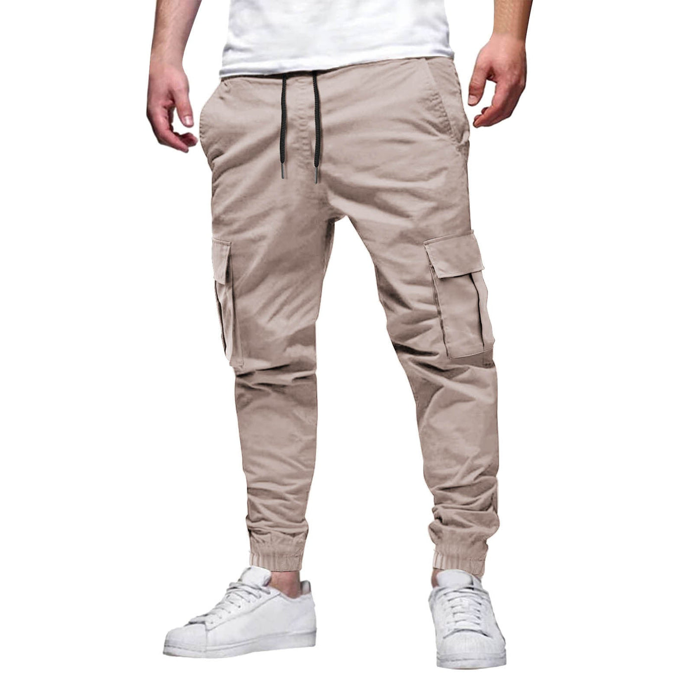 Herren Cargo-Jogger-Hose - Slim Fit - Stretch-Baumwolle - elastischer Bund und Knöchelbündchen