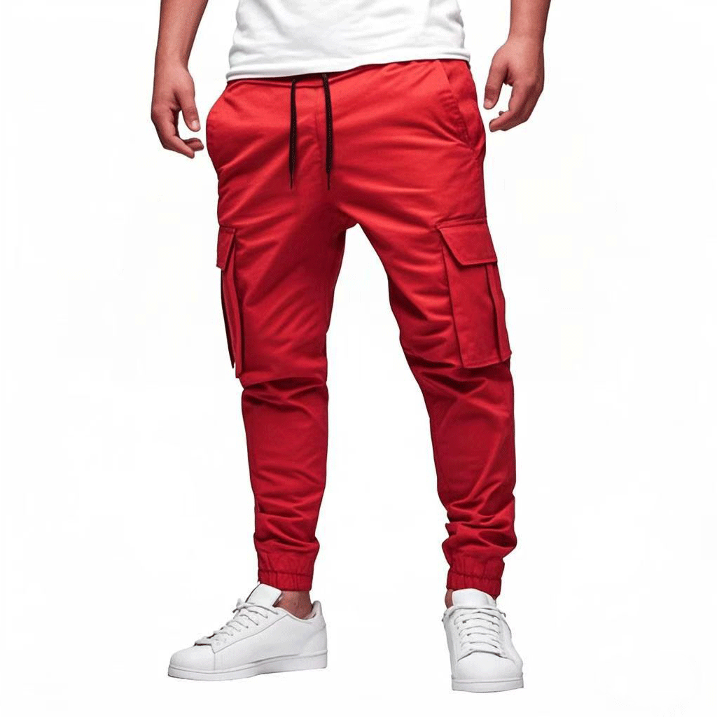 Herren Cargo-Jogger-Hose - Slim Fit - Stretch-Baumwolle - elastischer Bund und Knöchelbündchen