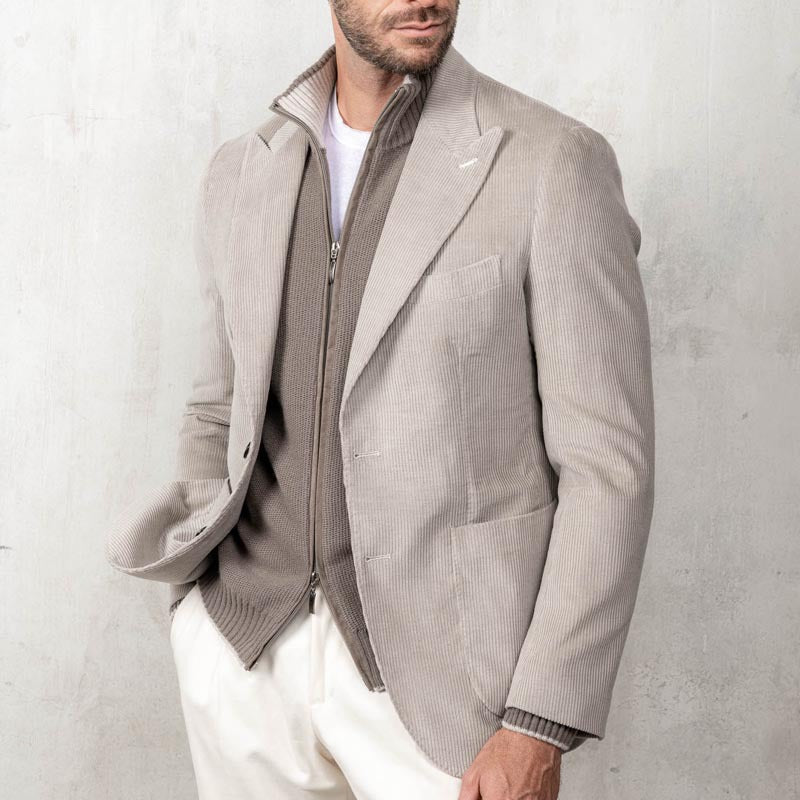Herren eleganter Cord-Blazer mit integriertem Strickpullover Aliams
