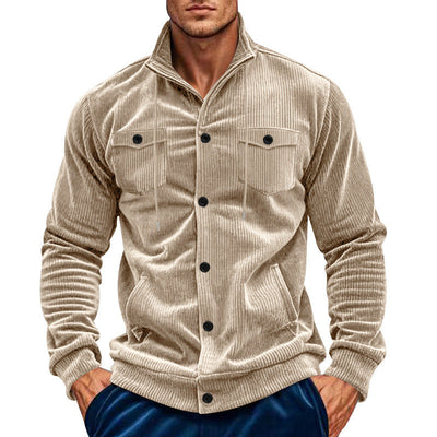 Herren cordjacke mit hochgeschlossenem Kragen und praktischen Pattentaschen Aliams
