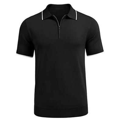 Herren modernes Kurzarm-Polo mit feinem Reißverschluss Aliams