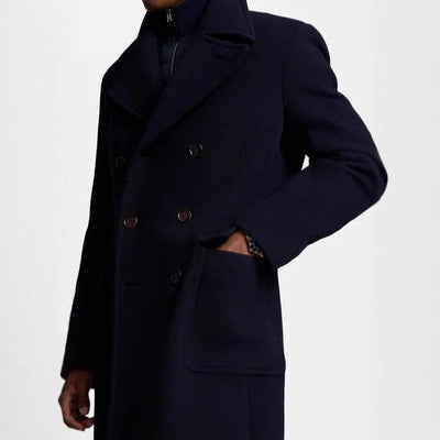 Herren eleganter doppelter Wollmantel mit abnehmbarer Steppjacke Aliams