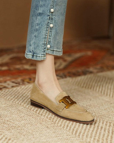 Jessica | Loafer aus Wildleder mit goldener Gliederschnalle