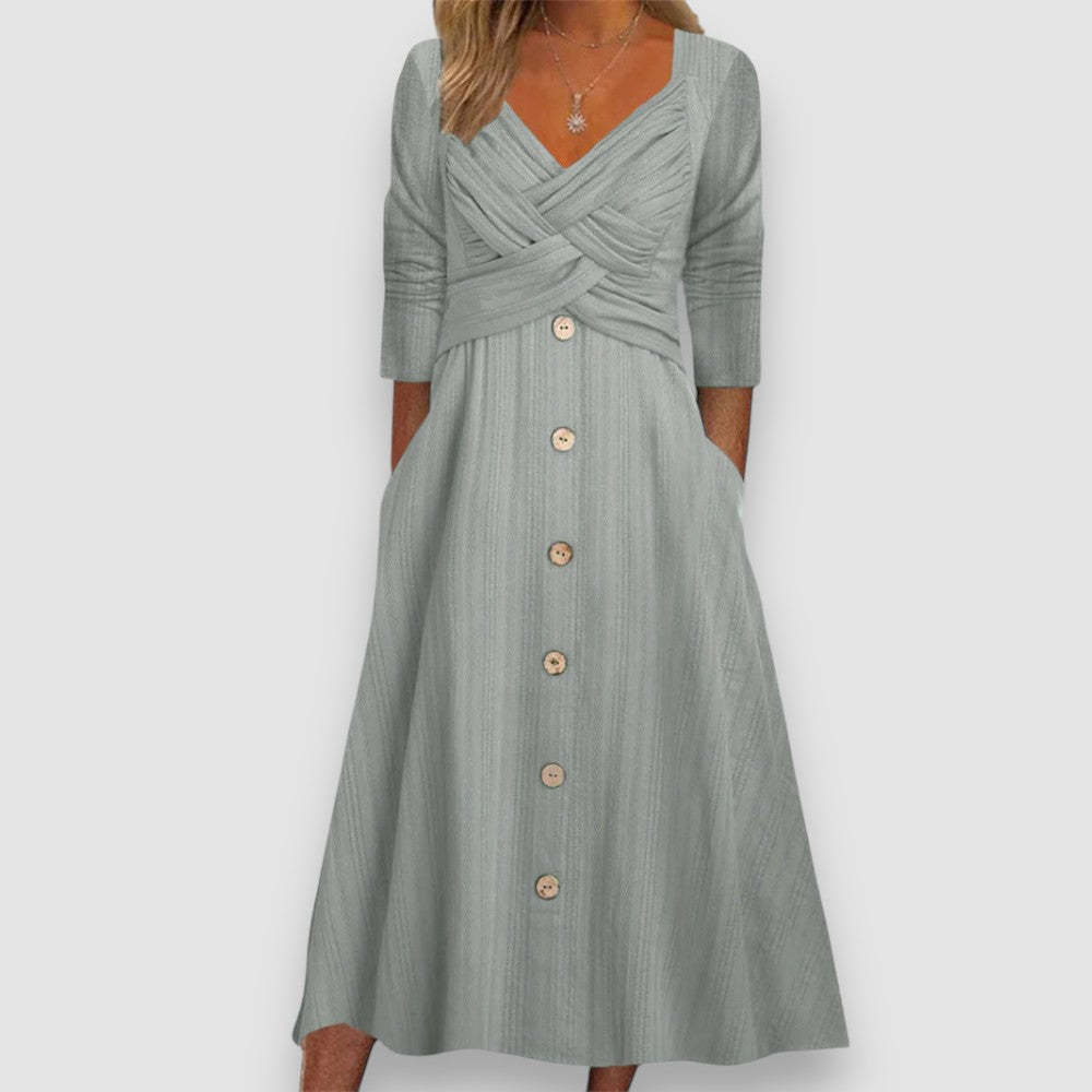 Eline | Knopfdetail Lässige Maxikleid