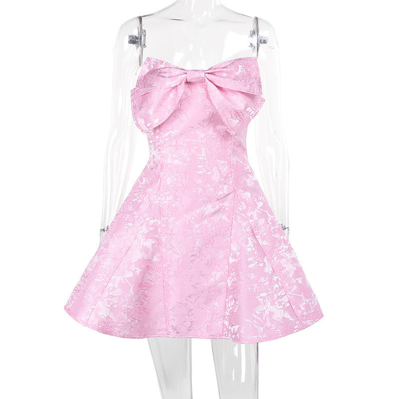 Trendy Damen Minikleid schulterfrei mit Schleifen-Detail – Malou