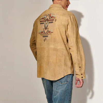 Herren Wildlederhemd mit detaillierten Ethno-Stickereien Aliams