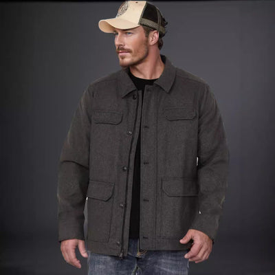 Herren lässige Wolljacke mit praktischen Brusttaschen Aliams