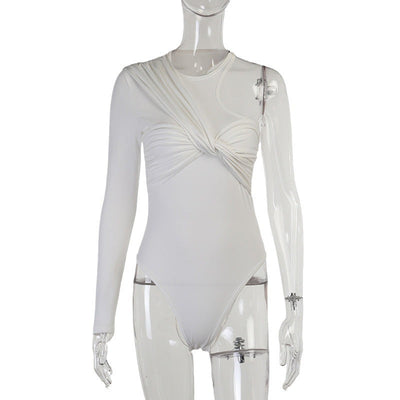 Stilvoller Damen Langarm-Bodysuit mit Drapé-Effekt & figurbetontem Schnitt – Mira