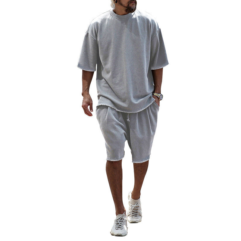 Herren lässiges Premium Freizeit-Set mit Oversized T-Shirt und lockeren Shorts Aliams