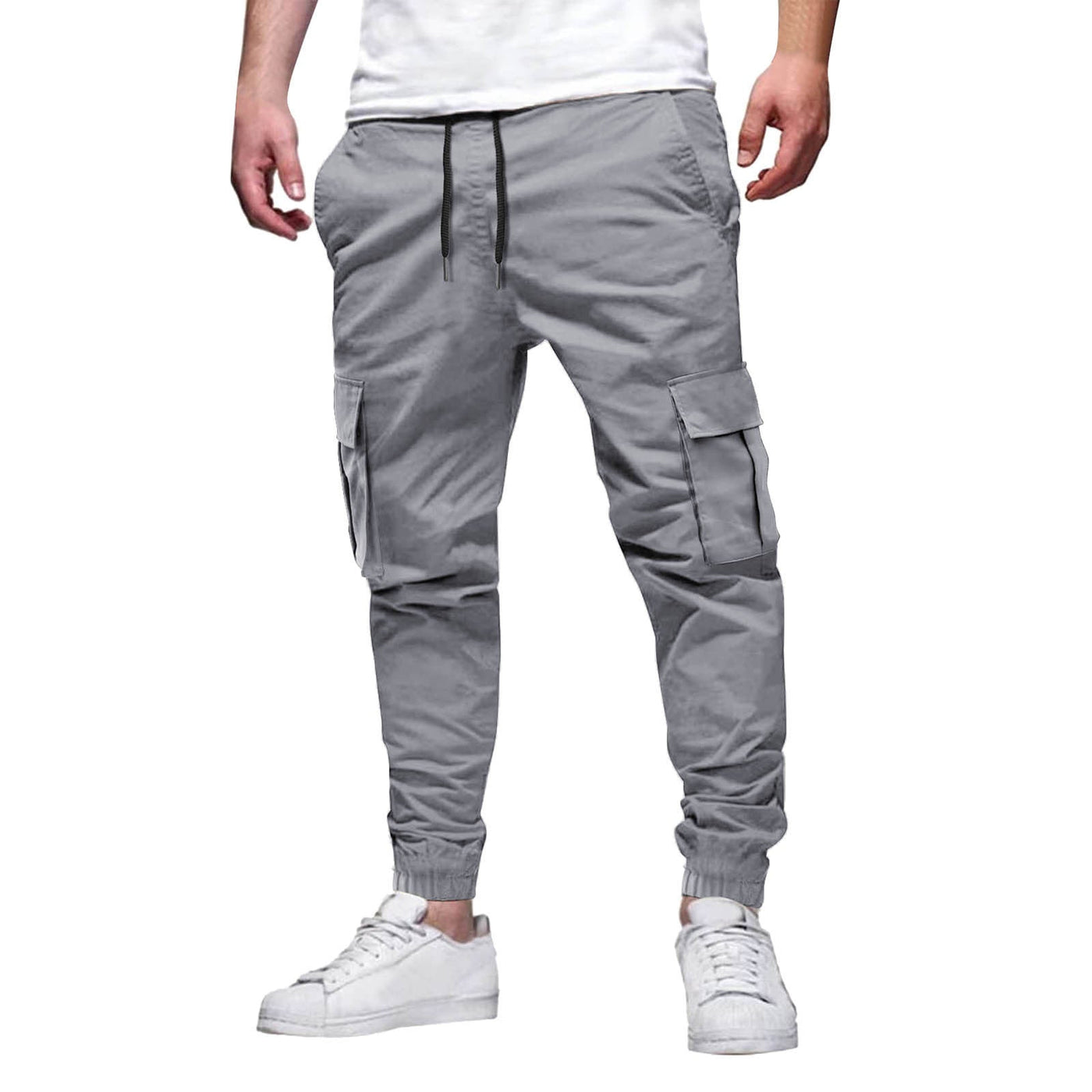 Herren Cargo-Jogger-Hose - Slim Fit - Stretch-Baumwolle - elastischer Bund und Knöchelbündchen