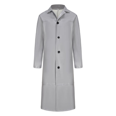 Herren eleganter Kunstledermantel mit doppeltem Knopfverschluss Aliams