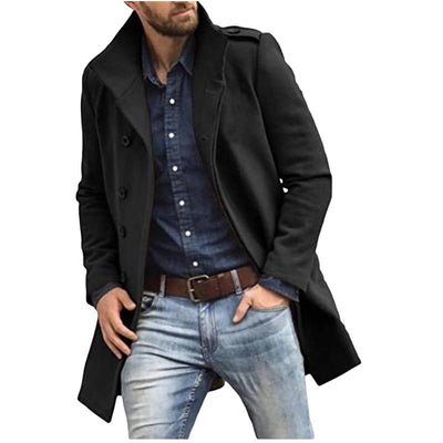 Herren eleganter Trenchcoat mit doppelter Knopfleiste und praktischem Innenfutter Aliams