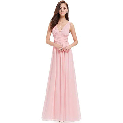 Damen Plissee-Kleid mit V-Ausschnitt | Maxi