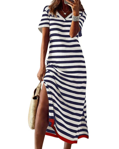 Maddie | Gestreiftes Split-T-Shirt-Kleid