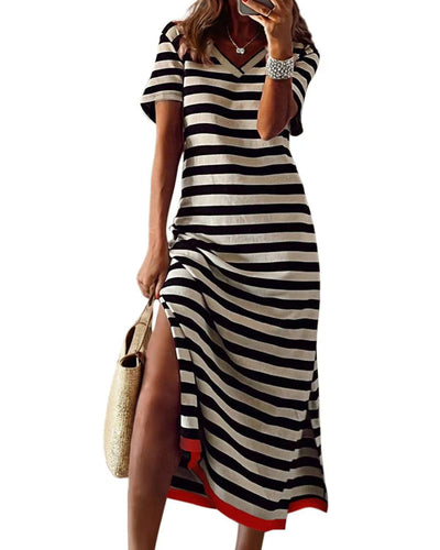 Maddie | Gestreiftes Split-T-Shirt-Kleid