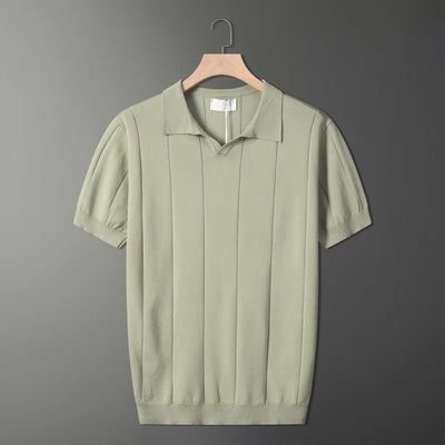 Retro-Strick-Poloshirt in Mintgrün