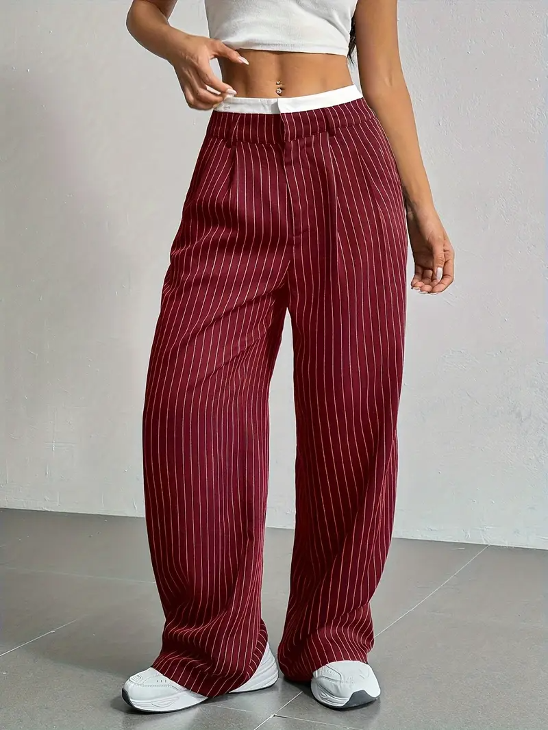 Gestreifte Damen Stoffhose