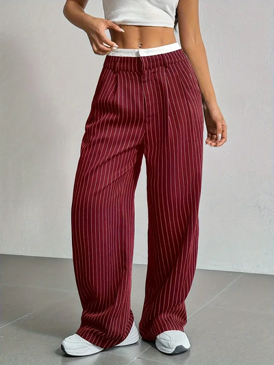Gestreifte Damen Stoffhose