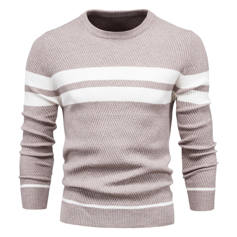 Herren Streifenpullover mit Rundhals - Klassisch Modern