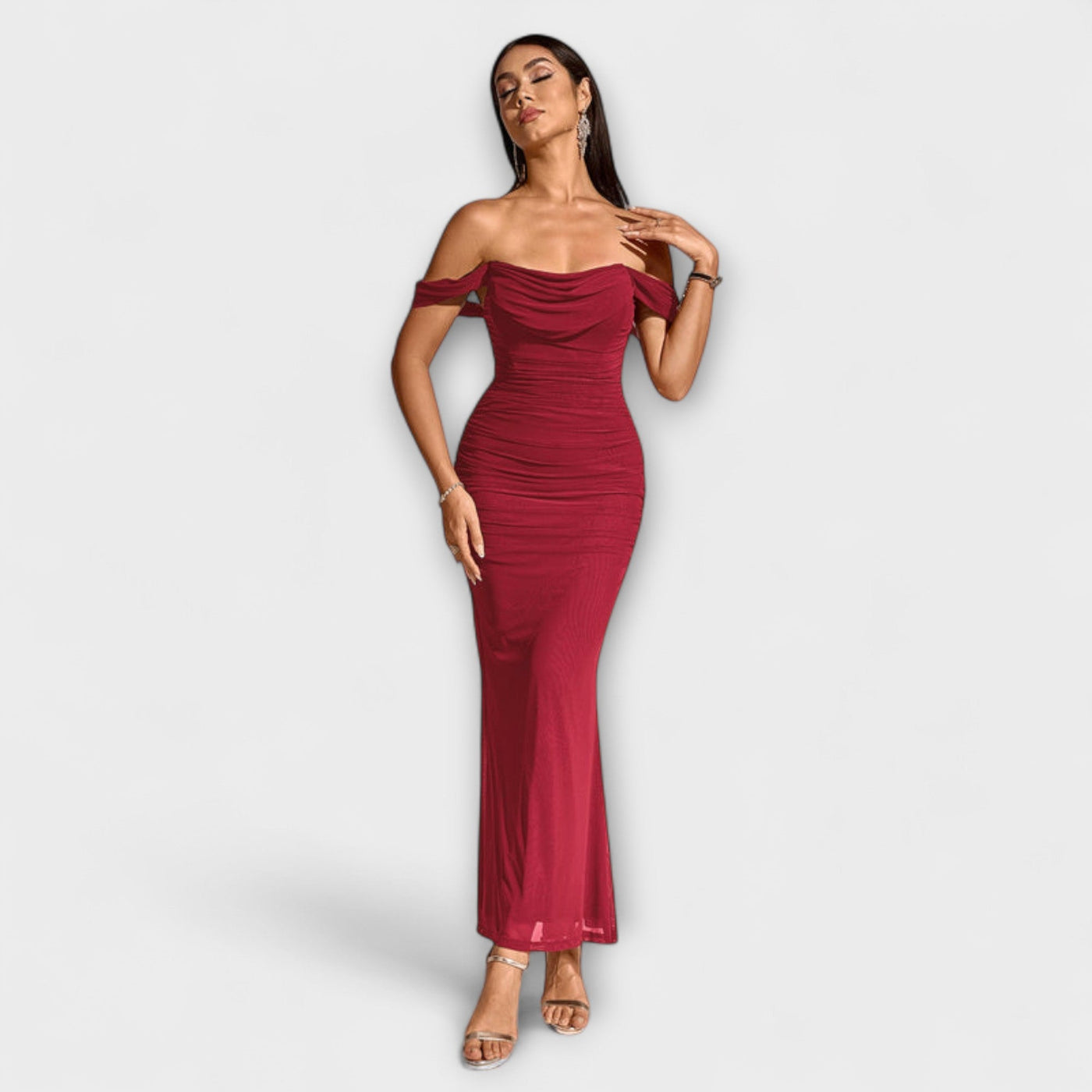 Ione - Off-Shoulder Ruffled Bodycon Dress