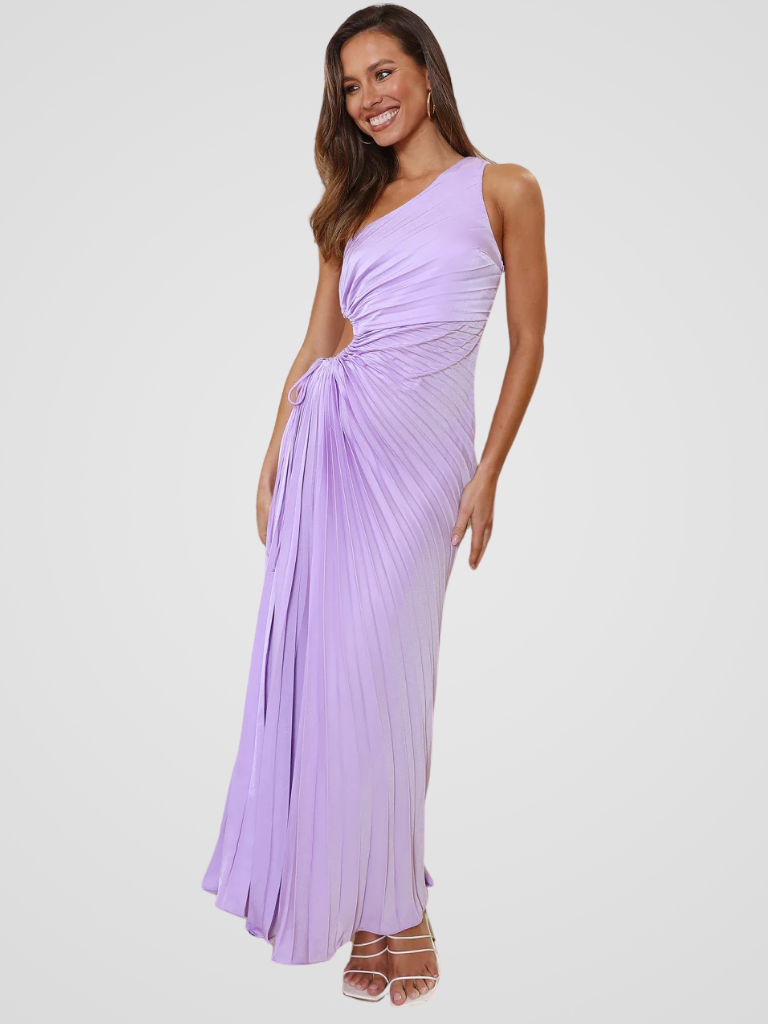 AURORA ONE SHOULDER PLISSEEKLEID