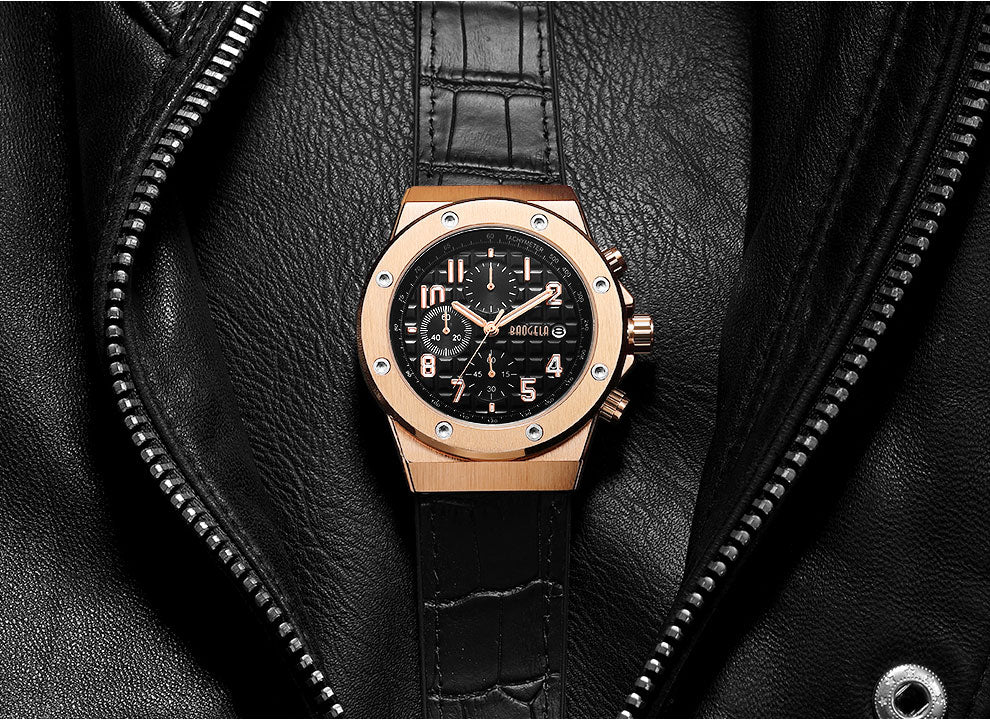 Elegante Herren Chronograph Armbanduhr