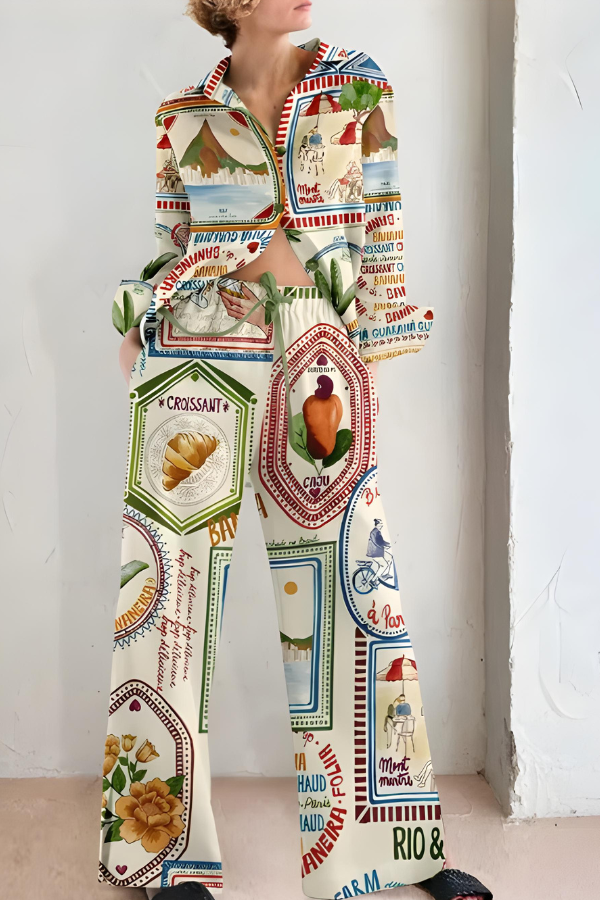 Olive - Stylisches Set mit Abgefahrenen Mustern Damen