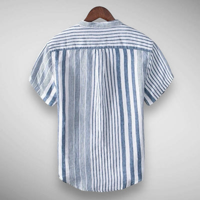 Hochwertiges Leinen Herrenhemd in Rosa und Blau