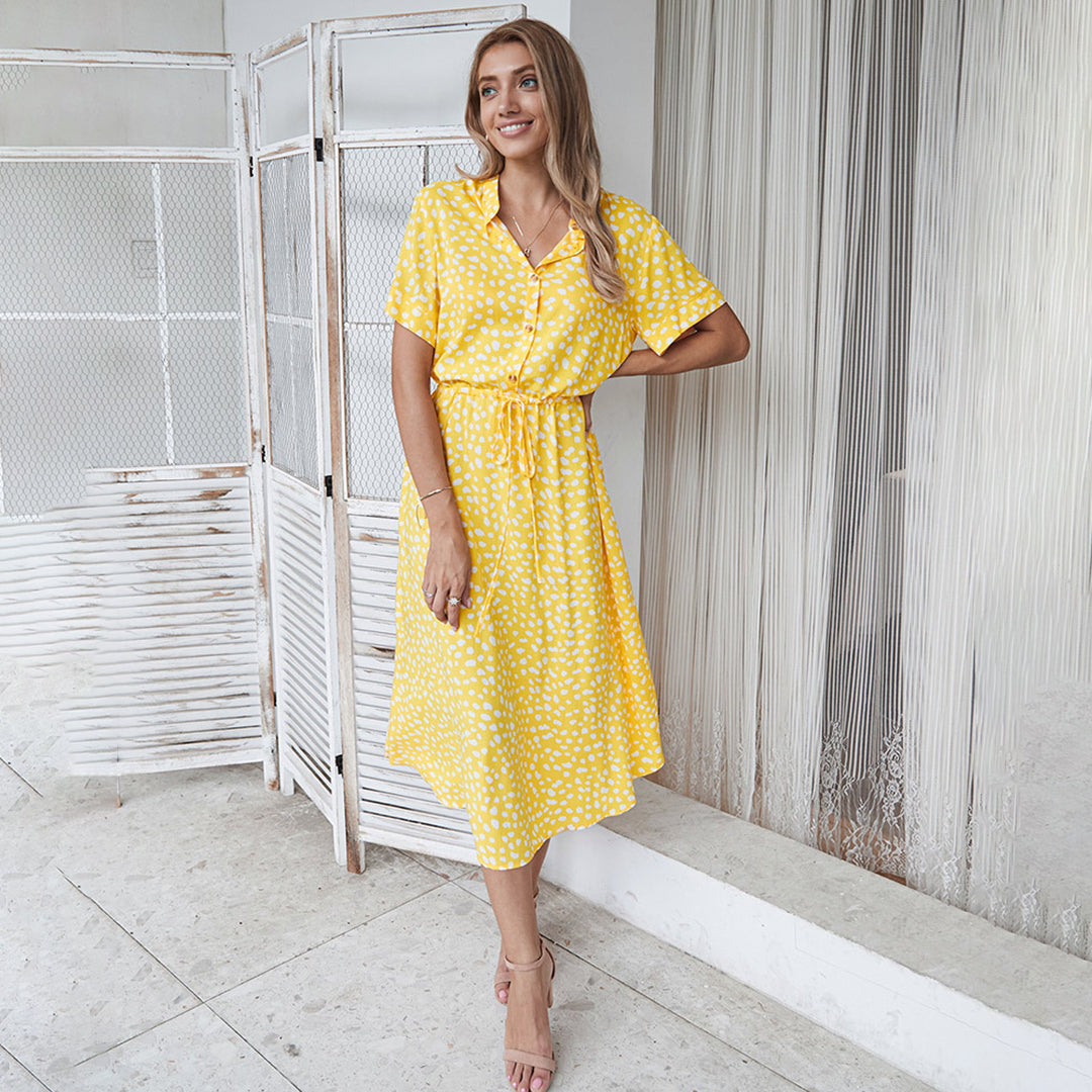 Bedrucktes V-Ausschnitt Kleid – Marielle