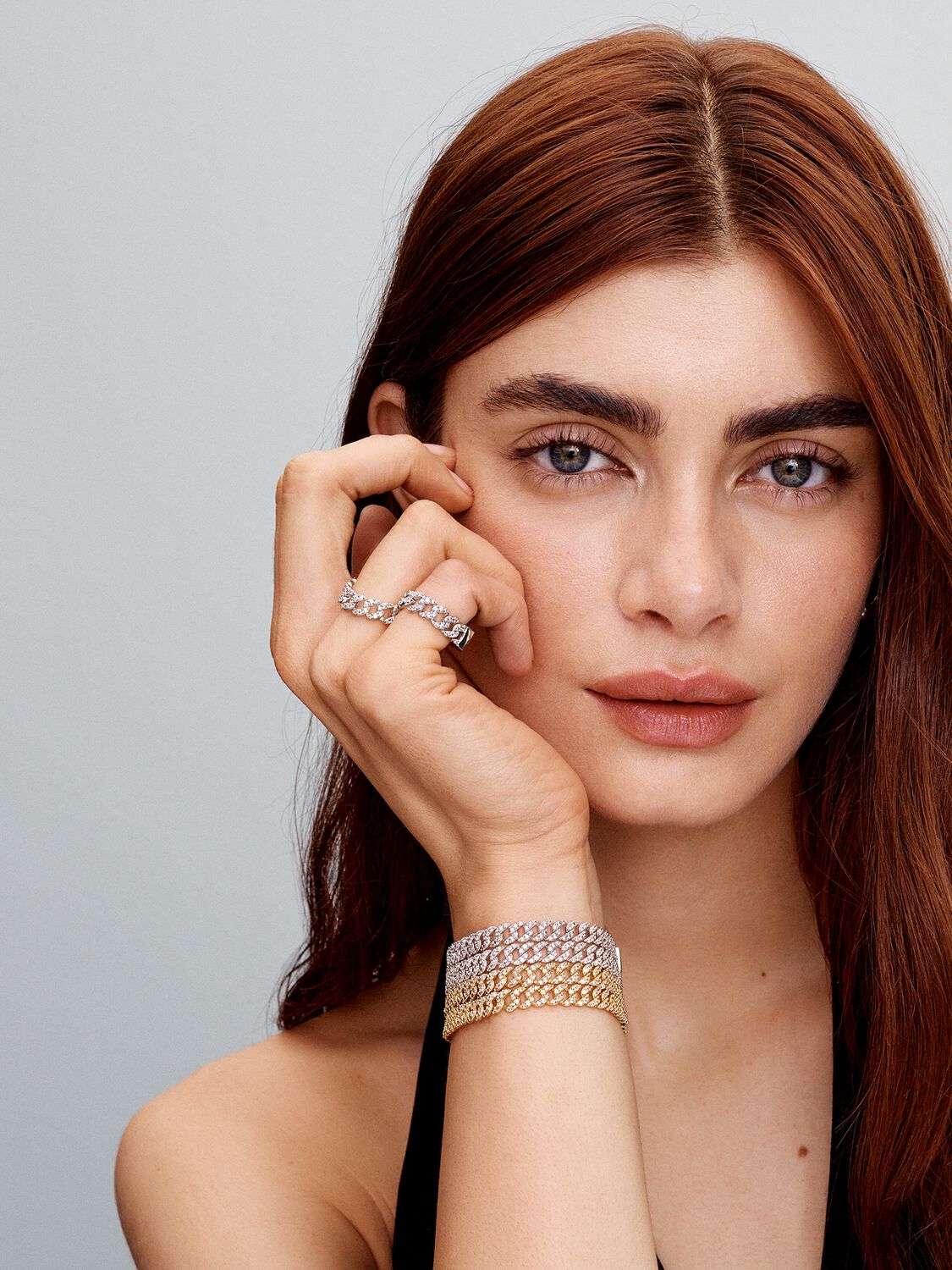 Kubankettenarmband aus Moissanit