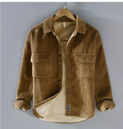 Herren Dickes Warme Knopf Daunen Hemd Jacke | Langarm