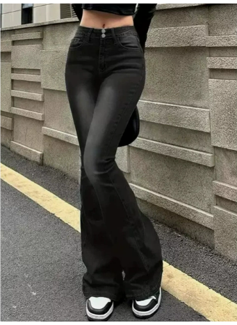 Damen Hoher Taille Schlag Hosen | Schlanke Passform