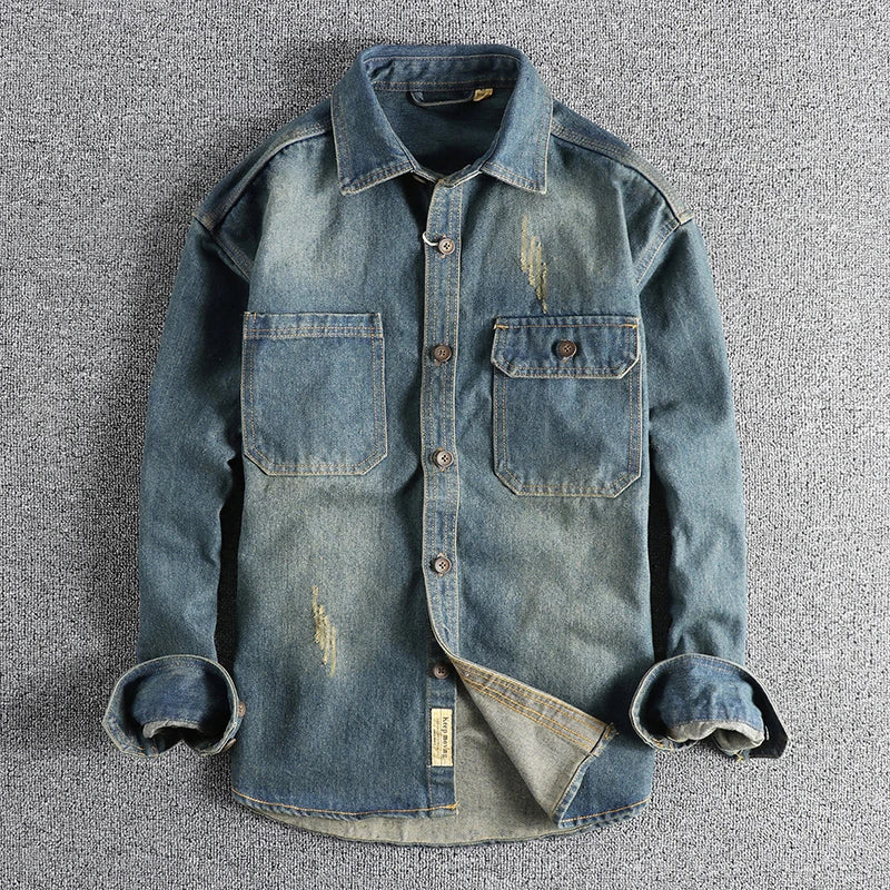 Used Look Denim Herren Hemd