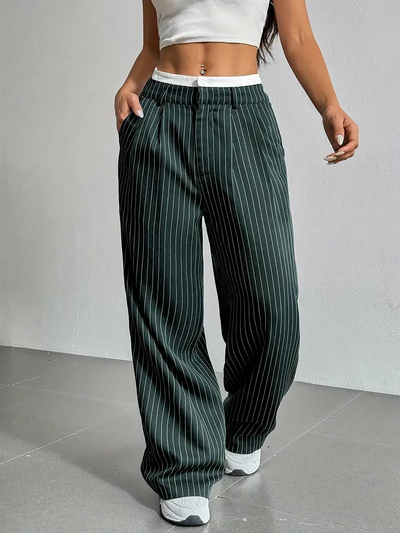 Gestreifte Damen Stoffhose