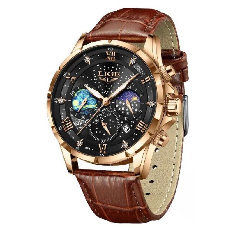 Elegante Herren Mondphasen Armbanduhr