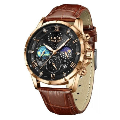 Elegante Herren Mondphasen Armbanduhr