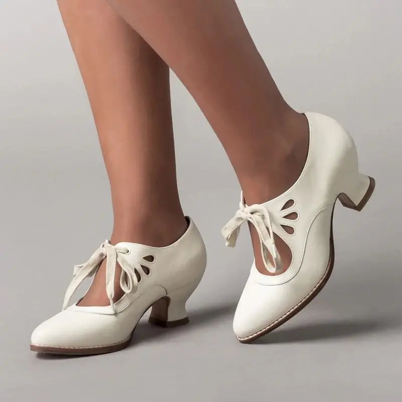 Angela Orthopädische Mary Jane Sandalen aus PU-Leder mit Niedrigem Absatz und Schnürverschluss