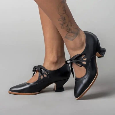 Angela Orthopädische Mary Jane Sandalen aus PU-Leder mit Niedrigem Absatz und Schnürverschluss