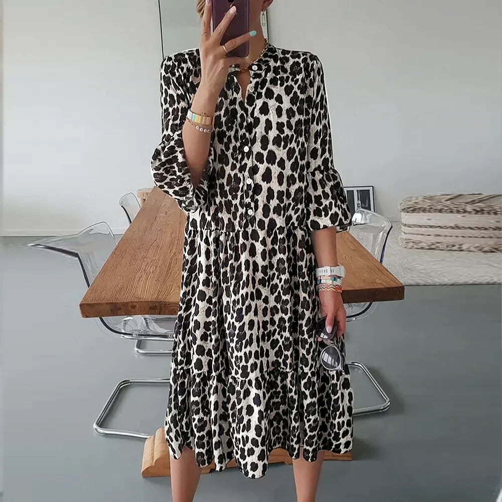 Ibiza - Modisches elegantes Kleid mit Leopardenmuster