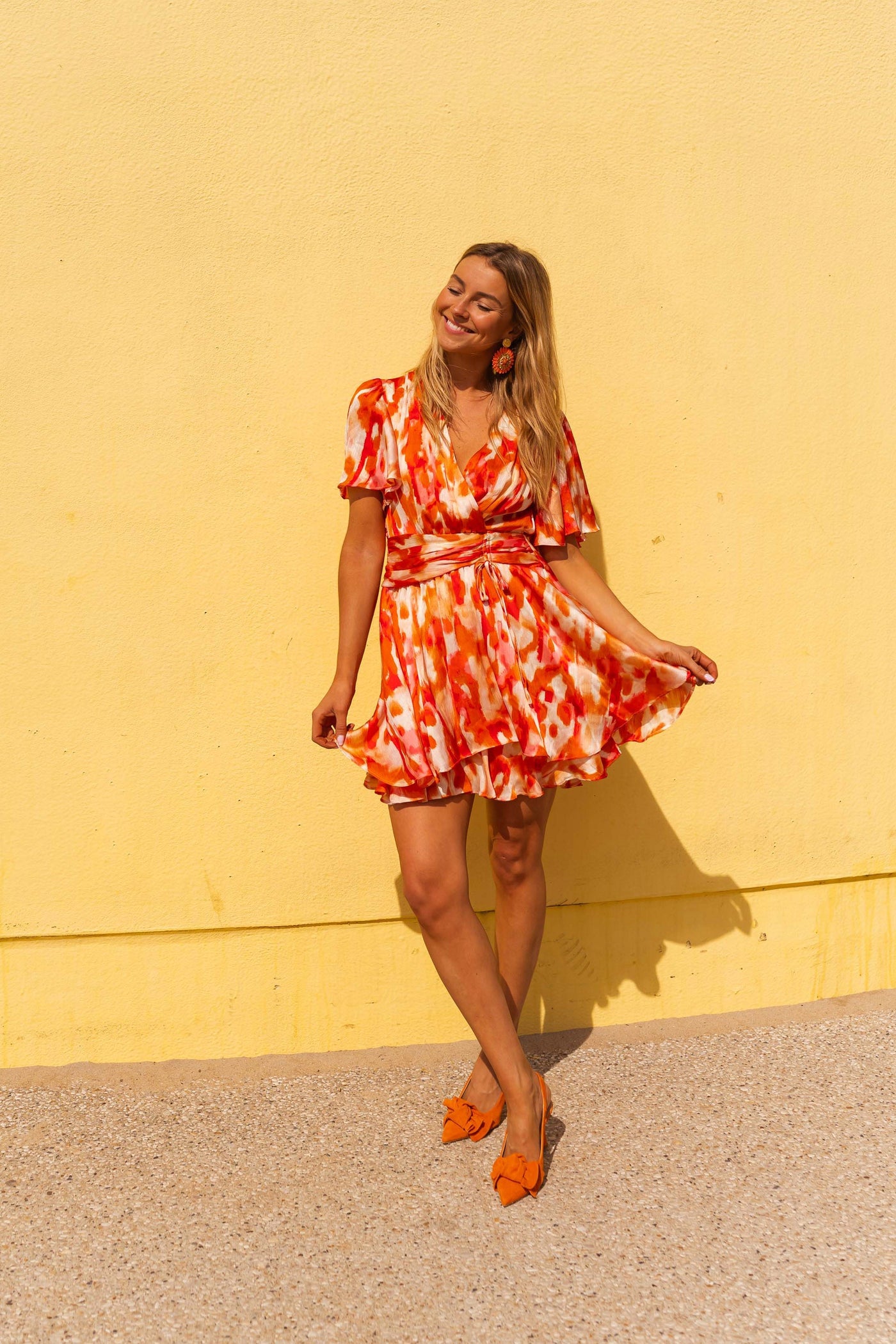 Wren | Robe Ophélie - rosa und orange