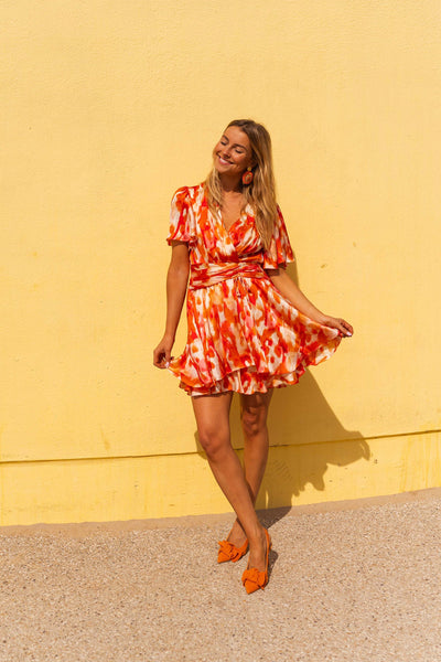Wren | Robe Ophélie - rosa und orange