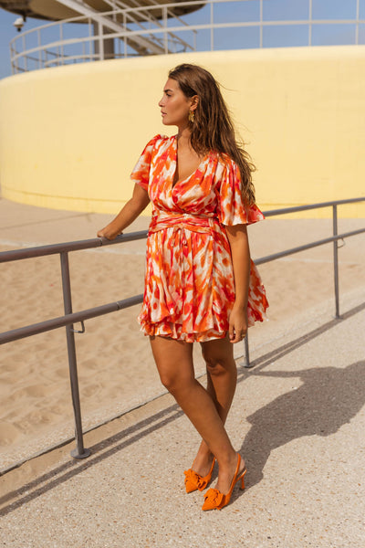 Wren | Robe Ophélie - rosa und orange