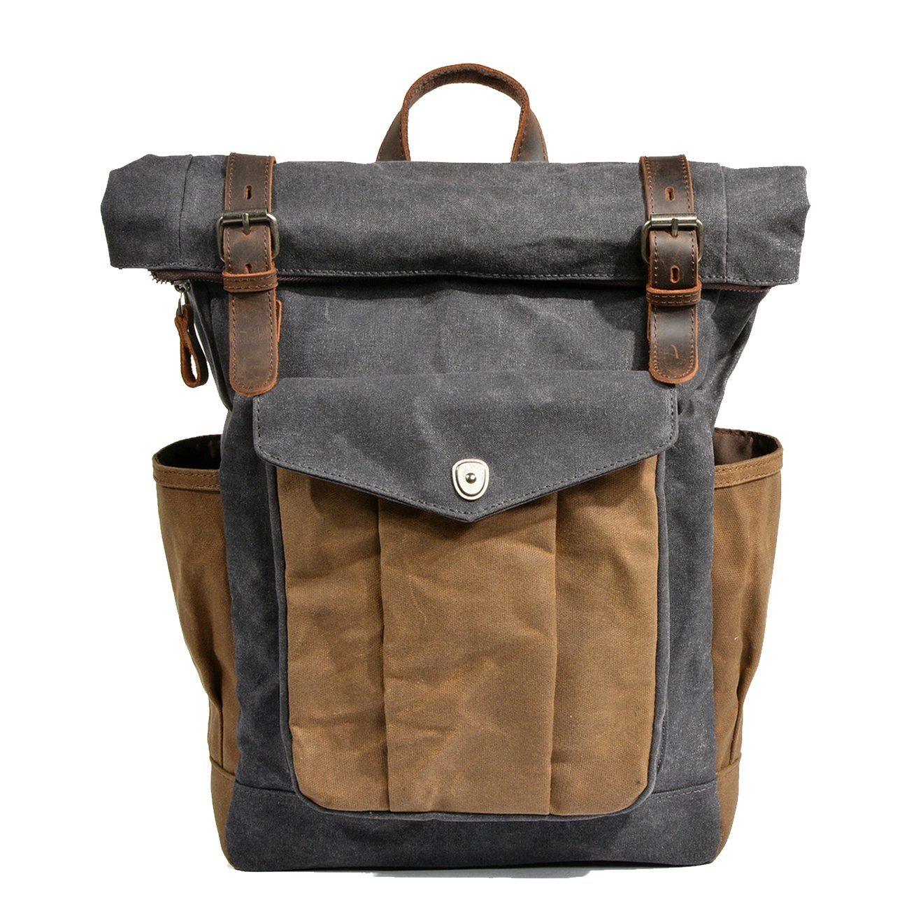 MARSEILLE | Rolltop-Rucksack aus wachsbeschichtetem Segeltuch