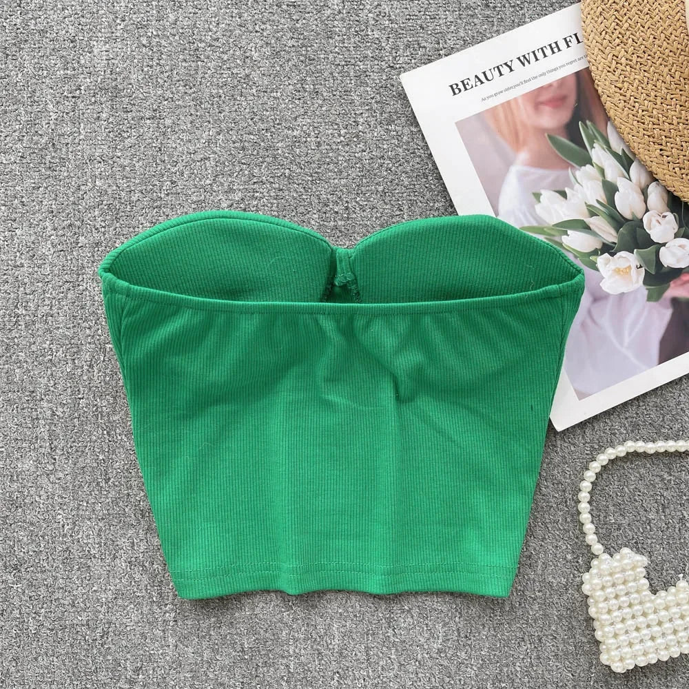 Bustier-Top mit Rippstruktur und geformten Cups für Damen