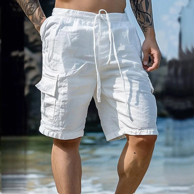 Luftige Herren Leinen-Shorts mit weitem Bein und Kordelzug – Silas