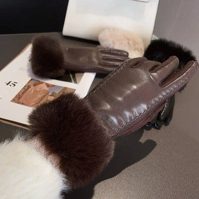 Avelena | Frau Pu Leder Winterhandschuhe