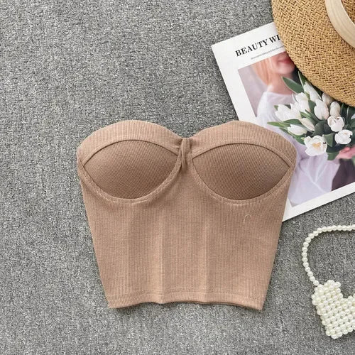 Bustier-Top mit Rippstruktur und geformten Cups für Damen