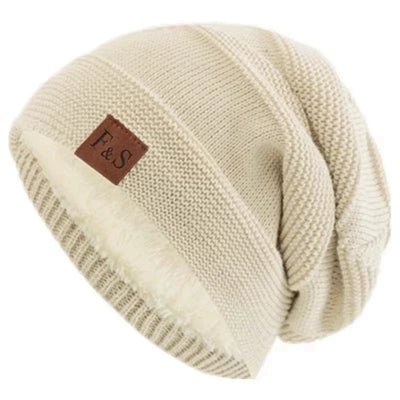 Avelena | Unisex Slouchy Winter Beanie - Pelzfutter