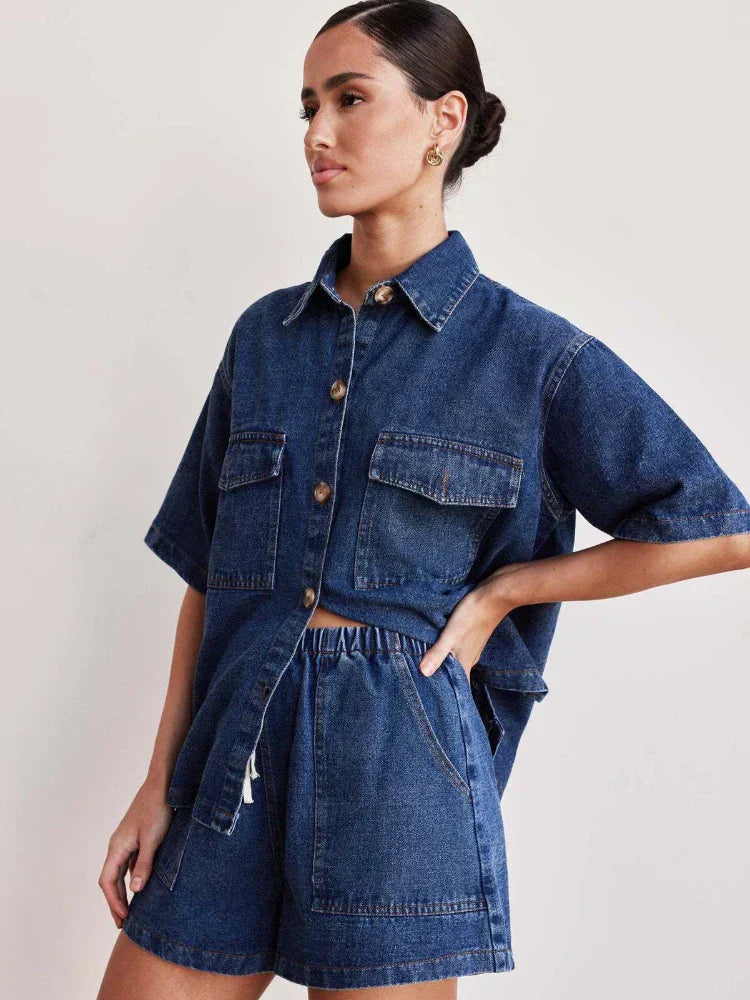 Yvaine | Vintage-inspirierter Denim-Blazer und Hosenanzug