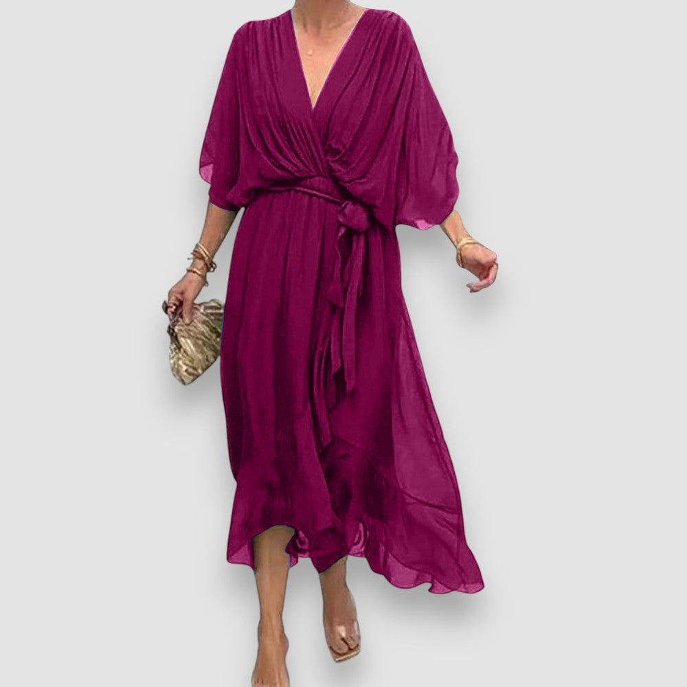 Olga | Elegantes Midikleid mit Wickeloptik